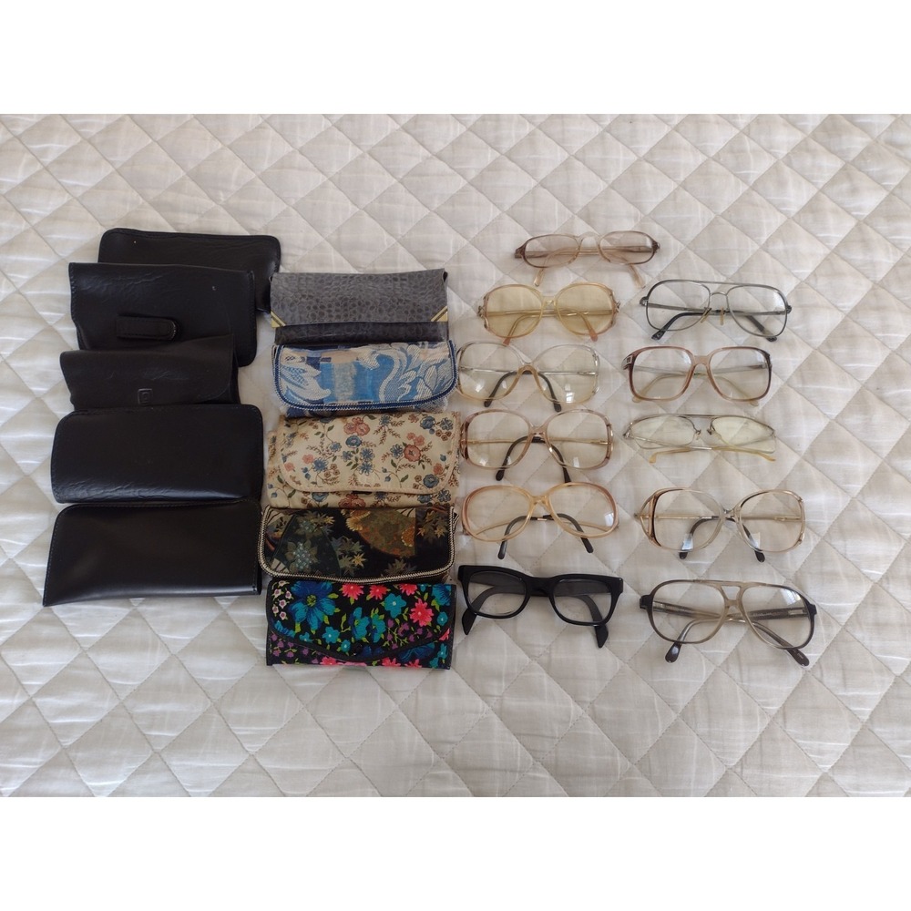 Lot Of 11 Vtg Frames Eye Glasses Men Women  60s 70s 80s Plastic Granny Aviator